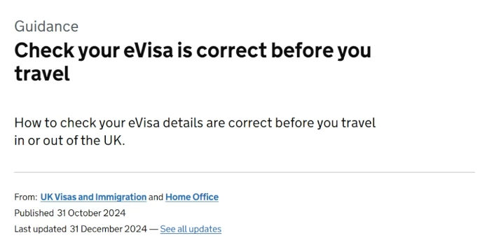 英国电子签证(Evisa)出行注意事项